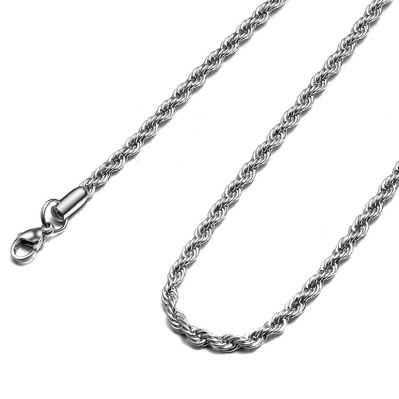HolyFast Twist Chain Necklace 4mm 16Inches - Stainless Steel Rope Jewelry for Men & Women - Image 1